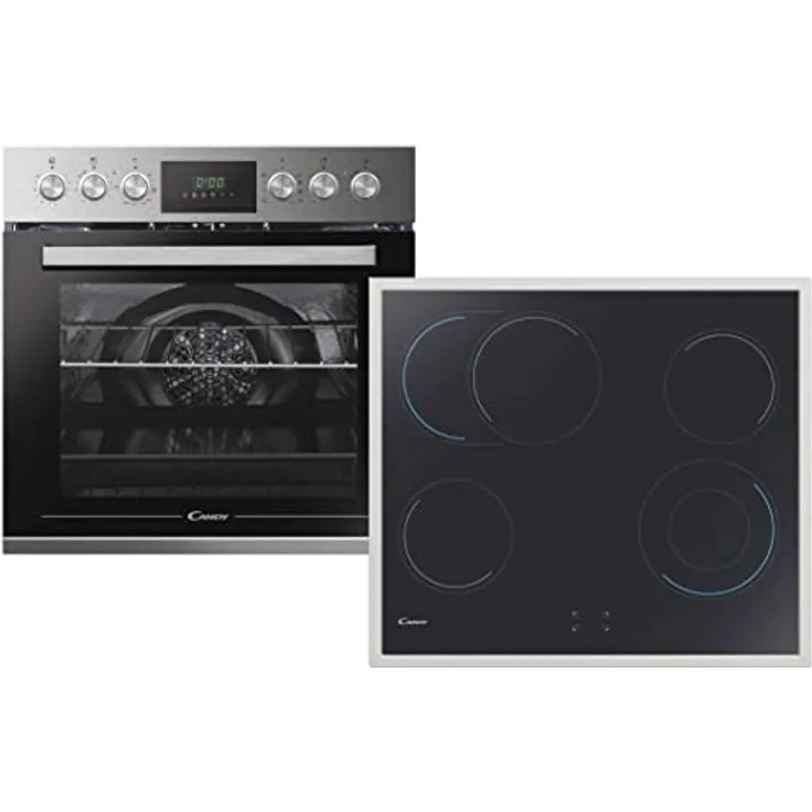 Candy Herdset ORANGELine PCHT14CXCUTCEX / Heißluft-Backofen (Einbau, Nische 60 cm) & Hi-Light Kochfeld (Breite 60 cm) / 8 Programme / Display / 4 Kochzonen inkl. Zweikreis- & Bräterzone / Edelstahl