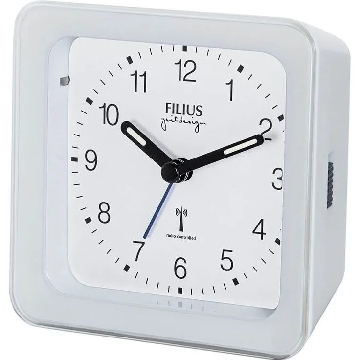 FILIUS zeitdesign Funkwecker, analog mit Piepalarm, weiß
