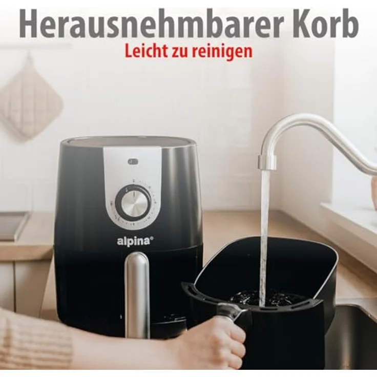 Alpina Heißluftfritteuse, 900W mit einstellbarem Temperaturbereich von 80-200°C – Bild 4