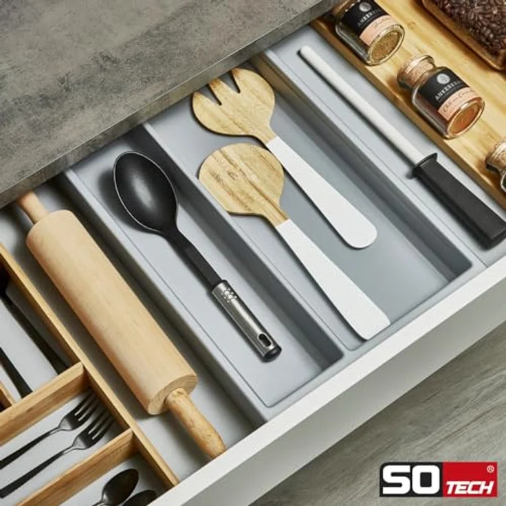 Orga-Box SEPARADO Individual silbergrau genarbt Schubladeneinsatz ab 40cm Schrankbreite - Große Küchenutensilien – Bild 3