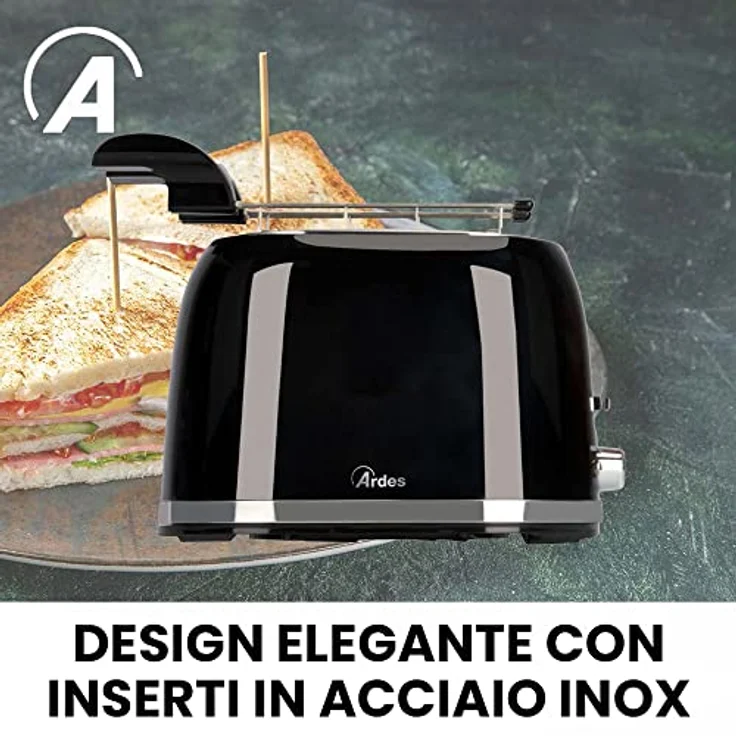 Ardes ARTOAST03 TOSTO PRESTIGE Toaster mit Edelstahlzangen, 2 Timer für 7 Röstungen, abnehmbare Krümelschublade und Kabelaufwicklung, 750 W – Bild 5