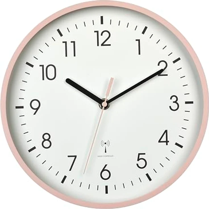 TFA Dostmann Analoge Funk-Wanduhr, 60.3550.16, höchste Genauigkeit, modern, analog, rosa Sekundenzeiger, Glasabdeckung, für Wohnzimmer, den Eingangsbereich, Geschenk, 245 x 245 x 42 mm, rosa – Bild 2