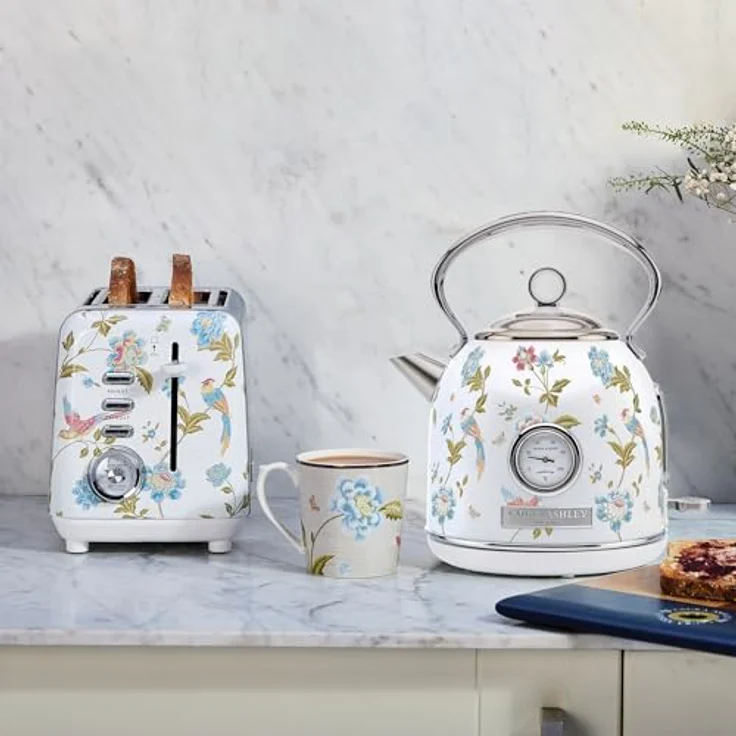 VQ Laura Ashley Elveden Weiß, Kabelloser Edelstahl-Wasserkocher 1,7 Liter mit 2,2 kW Schnellkochtechnologie, Überhitzungsschutz und Temperaturanzeige – Bild 2