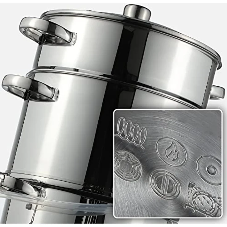 KADAX Dampfentsafter Ruka 8L, Edelstahl mit Glasdeckel, spülmaschinengeeignet, für alle Herdarten, induktionsgeeignet, Silber – Bild 4