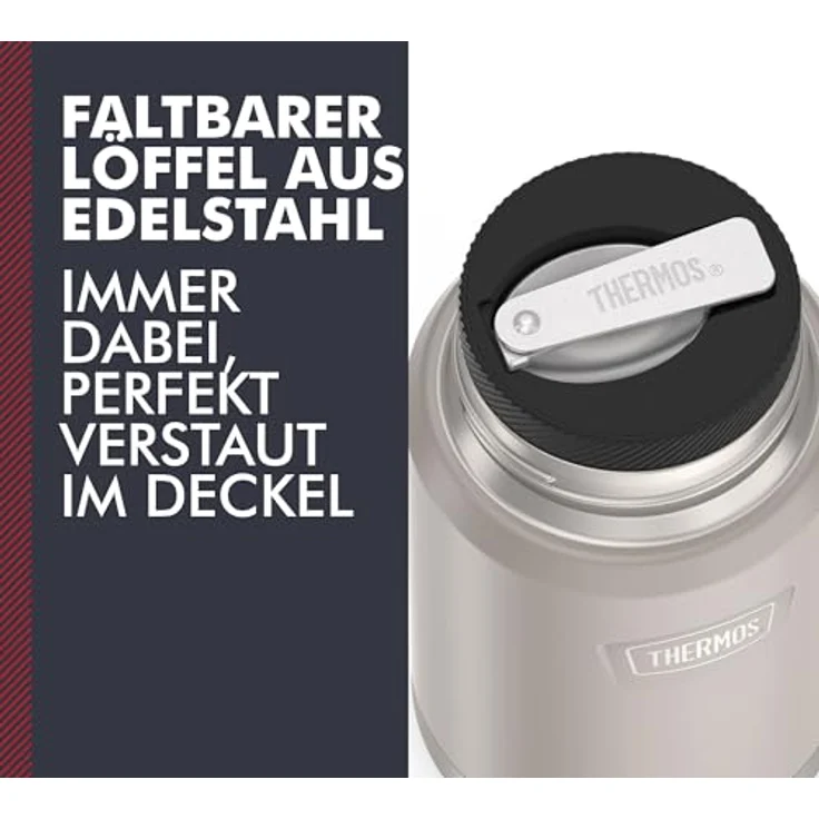 Thermos Stainless King, Lunchbox mit doppelwandiger Isolierung, Beige, hält bis zu 14 Stunden warm und 24 Stunden kalt, spülmaschinenfest, inkl. klappbarem Edelstahl-Löffel – Bild 3