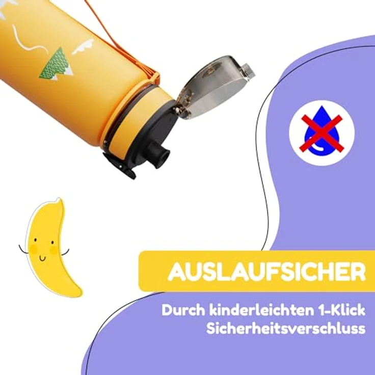 Klarstein Schmatzfatz Trinkflasche, 500 ml, auslaufsicher mit Fruchtaufsatz, BPA-frei, ideal für Kindergarten und Sport – Bild 3
