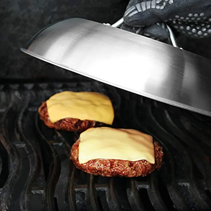 bremermann Burgerhauben-Set 2er mit Ø 22,5 + 32 cm // Grillhaube Schmelzglocke Burger-Cover // Edelstahl – Bild 2