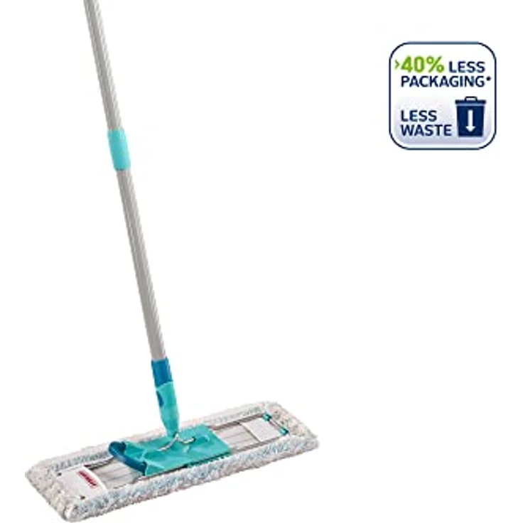 Leifheit rückenschonender Bodenwischer Profi XL cotton plus, Stahlstiel 146cm, Wischmopp mit Fußklick, für Fliesen- umd Steinböden, 360° Drehgelenk, Click-System, Karton – Bild 2