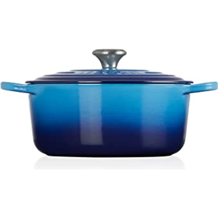 Le Creuset Signature Gusseisen-Bräter mit Deckel, Ø 26 cm, Rund, Für alle Herdarten und Induktion geeignet, Volumen: 5,3 l, 5,135 kg, Azure, 21177262202430 – Bild 3