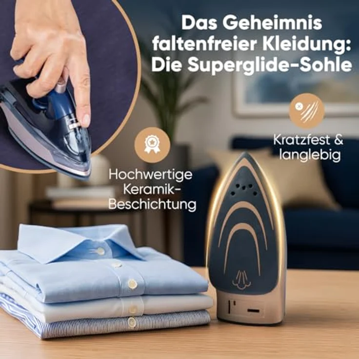 ProfiCare Dampfbügeleisen PC-DB 3125, Mini Reisebügeleisen mit 800W, Dampfstoß, vertikaldampf und klappbarem Griff – Bild 3
