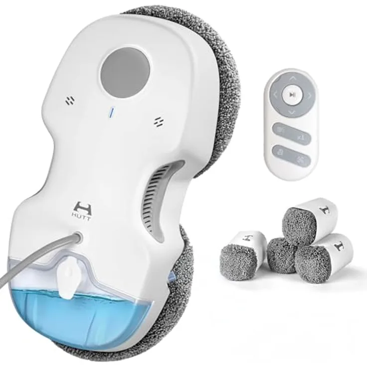 HUTT C7 Fensterputzroboter mit Sprühfunktion, 80ml Wassertank, HUTTHINK 5.0 intelligente Frequenzsteuerung, 5500Pa Saugkraft, patentiertes 3D-Aufhängungsfahrgestell, Sicherheits-Akku