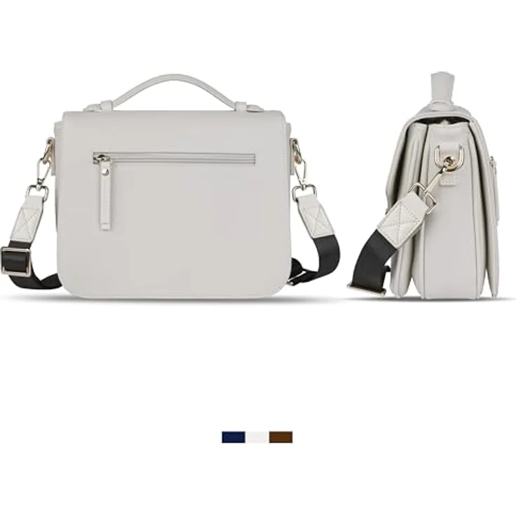 Bugatti ELLA Classic Bag, Beigefarbene Handtasche mit verstellbarem Schultergurt, viel Stauraum und rotem Akzentdesign – Bild 3