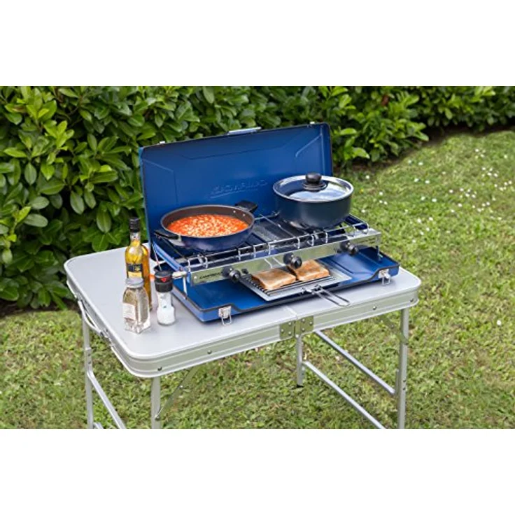 Campingaz Zweiflammkocher Camping Vario Fold, zum Kochen und Überbacken, klappbar, Art. 2000028967, blau – Bild 5