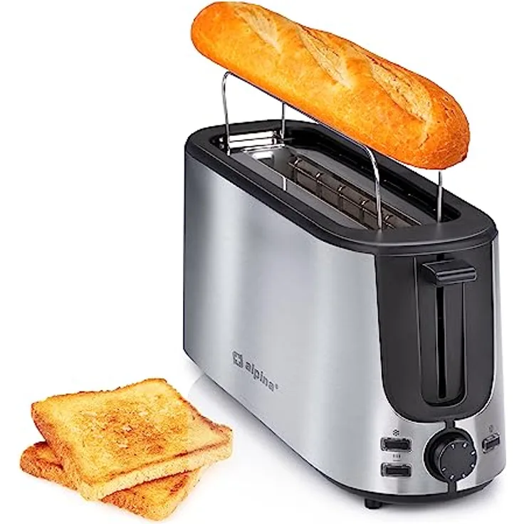 alpina Toaster - Auftaufunktion - 7 Bräunungsstufen - 230 V - Edelstahl - 1000 W - Silber