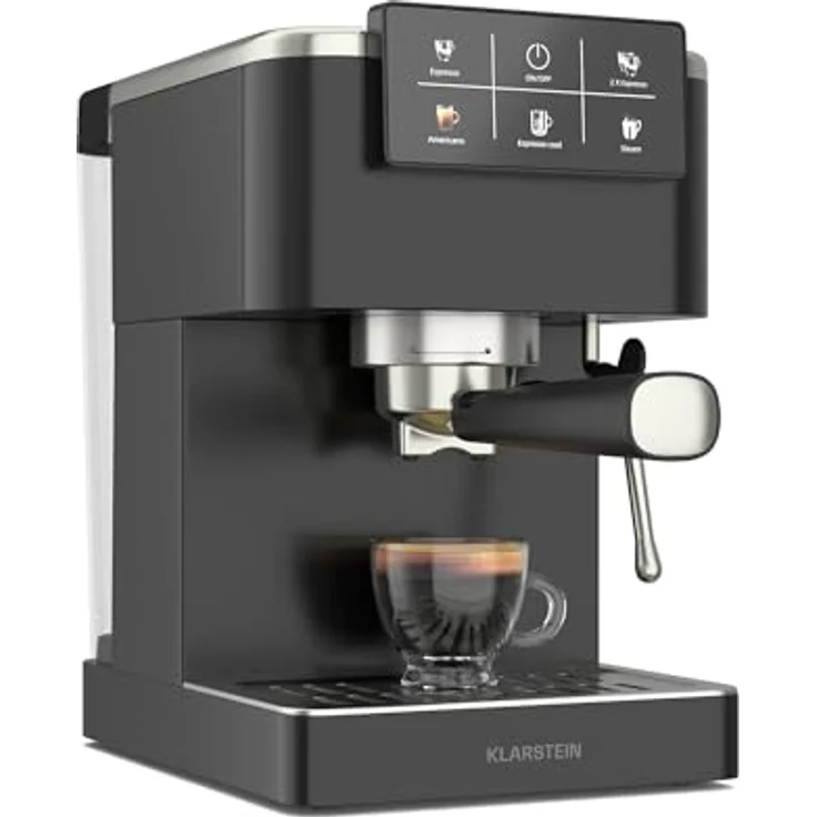 Klarstein SteelPresso Touch Siebträgermaschine – 20-Bar, 1350 W, Edelstahl, 1,5-L-Wassertank, Touch-Display, Integrierter Milchaufschäumer, Kompaktes Design, Kaffeemaschine – Bild 2