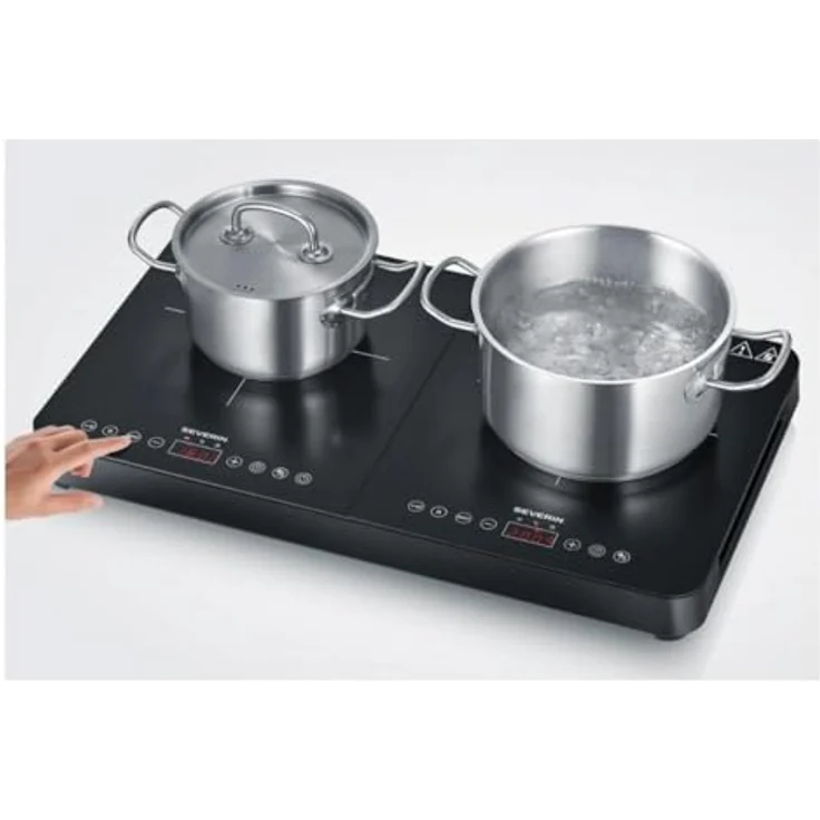 Severin Doppel-Induktionskochplatte DK 1027, 2 matte Glaskeramik-Kochfelder, kratzfest, automatische Topferkennung, 10 Leistungsstufen – Bild 3