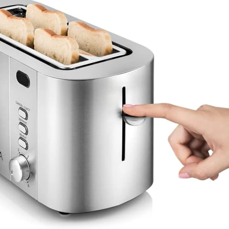 ZEEGMA TOSTEE CHEF Toaster, 1500 W, 4 Toasts, 6 Bräunungsstufen, Brötchenhalter, Auftau- und Aufwärmfunktion – Bild 2