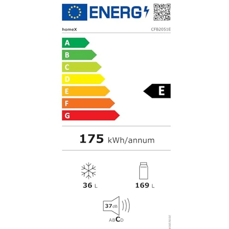 homeX CFB2051E Einbaukühlschrank mit Gefrierfach, 205 Liter, Schlepptür, für 145 cm Nische, Energieeffizienzklasse E, leiser Betrieb 37 dB – Bild 11