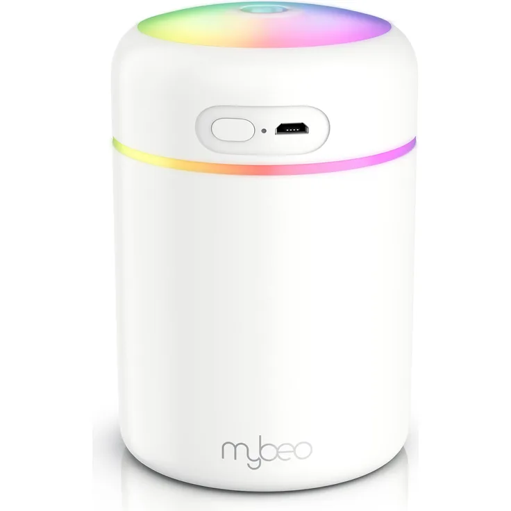 Mybeo Brandson Luftbefeuchter mit Aroma Diffuser, 300 ml, 2 Sprühmodi, LED-Farben, automatische Abschaltung, USB-Betrieb, weiß