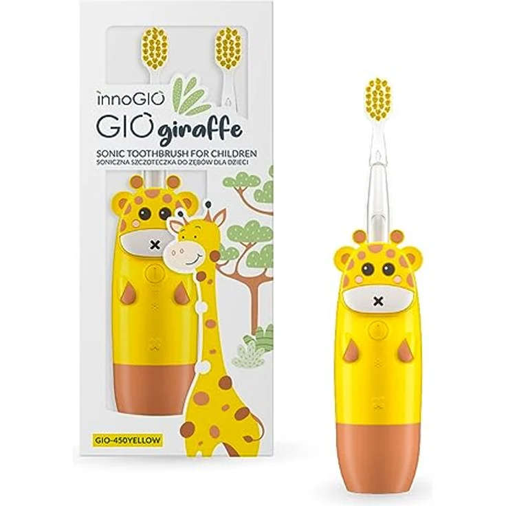 Innogio Elektrische Zahnbürste Sonic Zahnbürste Giraffe gelb, für Kinder von 2 bis 12 Jahren mit 2-Minuten-Timer – Bild 1