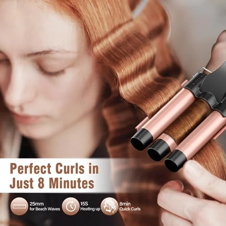 Lockenstab set 3 Fässer 5 in 1-BESTOPE PRO Lockenstäbe Große Locken Keramik Lockenwickler mit Verschiedenen Handschuh 2 Clips – Bild 5