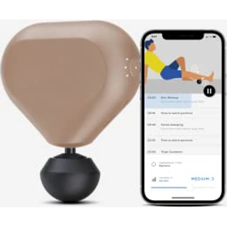 Theragun Mini 2.0 – Elektrische Handmassagepistole – Kompakte Tiefengewebebehandlung für unterwegs – Tragbares perkussives Massagegerät mit QuietForce Technology + 3 Schaumstoffaufsätze – Desert Rose – Bild 2