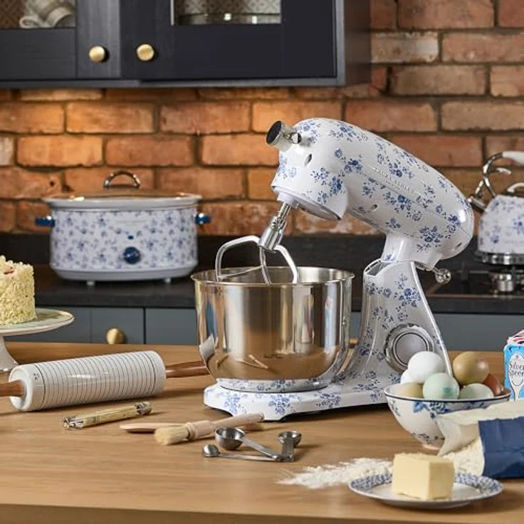 VQ Laura Ashley 6L Küchenmaschine, Druckguss mit China Rose Print, 1800W Motor, 10 Geschwindigkeitsstufen, 304 Edelstahl-Rührschüssel – Bild 2