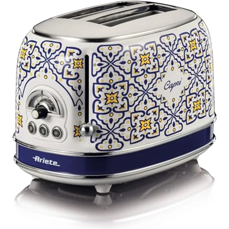 Ariete Toaster 156, Capri - Mediterraner Stil, 6 Bräunungsstufen, 2 Scheiben gleichzeitig, Krümelschublade, automatischer Auswurf – Bild 1
