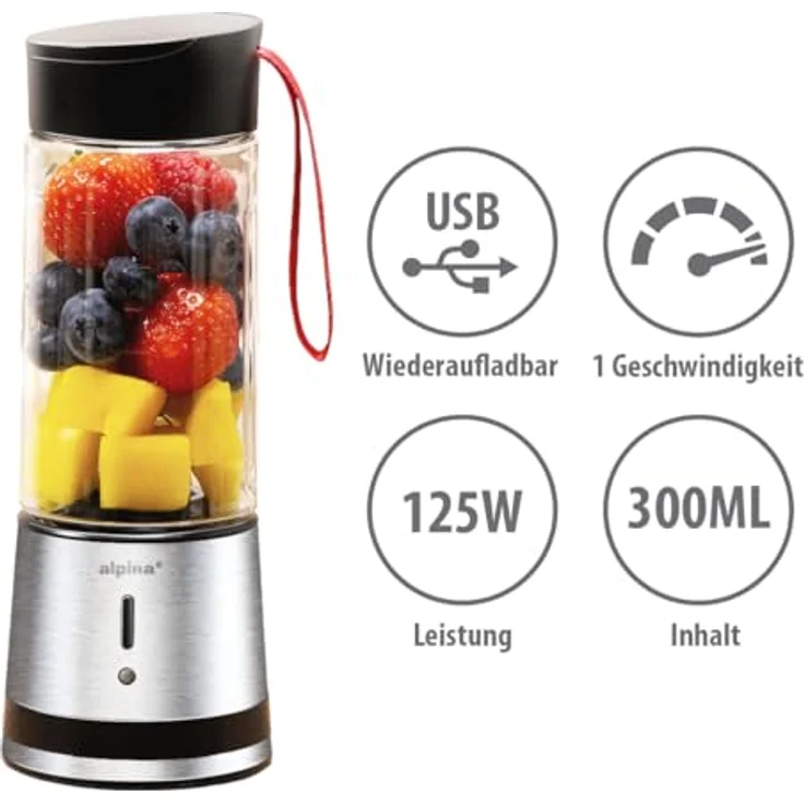 Alpina Standmixer ALPINA Smoothie-Maschine, 125W - Leistungsstarke Klingen und kompaktes Design – Bild 3
