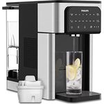Philips Water All-IN-ONE-Wasserstation, Dispender für gefiltertes Heiß- und Kaltwasser, 2.8 L Fassungsvermögen, 6 Temperaturvoreinstellungen, Touchscreen ADD5980/31 Silber Schwarz Einheitsgröße