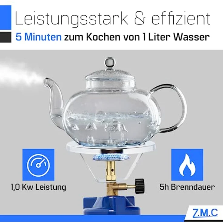 Z.M.C Campingkocher, tragbarer Gaskocher 1110 W, Kohleanzünder für Stechgaskartuschen, leicht und kompakt, ideal für Camping und Outdoor-Abenteuer – Bild 5