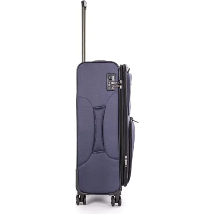 Stratic Bendigo Light + Koffer Weichschale Reisekoffer Trolley Rollkoffer mittelgroß, TSA Kofferschloss, 4 Rollen, Erweiterbar, Größe M, Navy – Bild 3