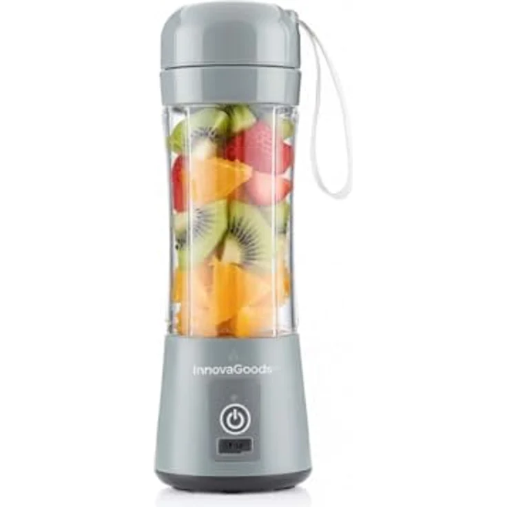 InnovaGoods wiederaufladbarer tragbarer Standmixer mit Becher, 0,38L, Tragegriff, USB-Ladung, LED-Anzeige, silber – Bild 2