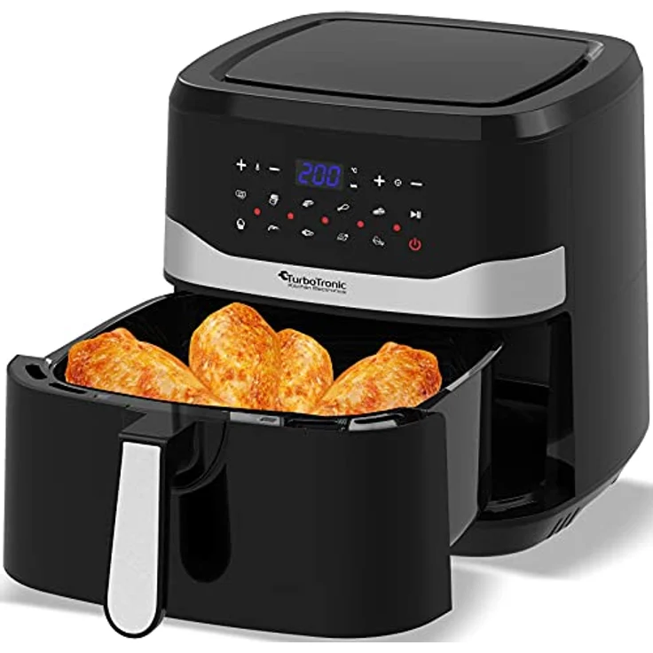 TurboTronic by Z-Line Heißluftfritteuse 7 Liter, 12 Programme, XXL Fritteuse Fettfrei ohne Öl, 50°C - 200°C, 1800 W, Power Camping Retro digital Airfryer AF7D in Schwarz – Bild 3