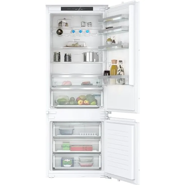 Siemens KB96NVFE0 iQ300 Smarte Einbau-Kühl-Gefrier-Kombination, Flachscharnier, 193,5 x 70,8 cm, 285 L Kühlen + 98 L Gefrieren, noFrost, LED-Licht, safetyGlas-Ablagen, superCooling-Funktion