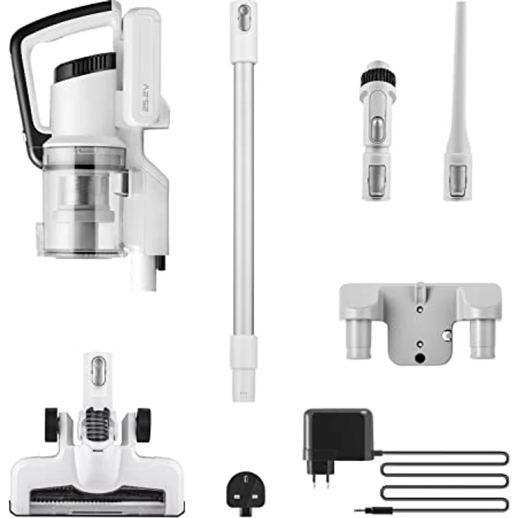 Amazon Basics Akku-Staubsauger, 2-in-1-Gerät, mit DC-Motor, 150 W, 0,7 l, Weiß/Schwarz – Bild 2