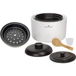 KeMar Reiskocher 2,5l mit Keramiktopf - Keramik (Donabe, Tonkeramik, Tontopf, Keramiktopf) - Weiß, 900W - Schongarer, Dampfgarer, Warmhaltefunktion (KCC-280 + Dämpfeinsatz) - Preisvergleich