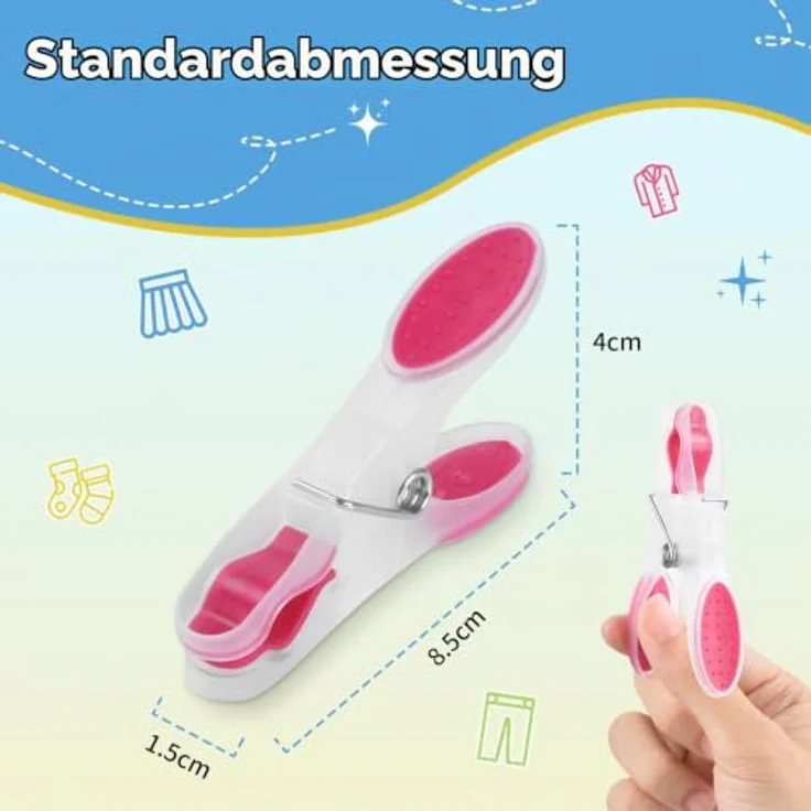 AiQInu 60 Stück Wäscheklammern, Mehrfarbig mit rutschfestem Silikon, platzsparend und markenfrei für Wäsche, Handtücher und Socken – Bild 4