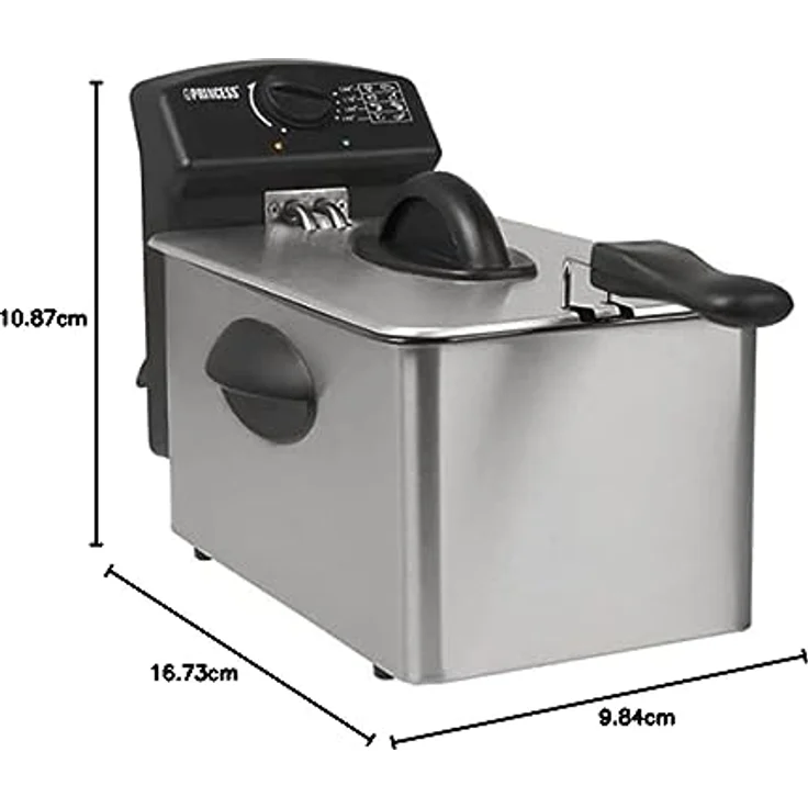 Princess 01.182642.01.001 Fritteuse, mit Öl, 2000 Watt, 4 Liter Fassungsvermögen, edelstahl, schwarz, Edelstahl – Bild 5