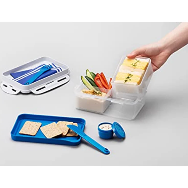 Lock & Lock to-GO Lunch Box – Brotdose mit 3 Fächern - aus hochwertigem, transparentem Kunststoff, bpa-frei – auslaufsicher – rechteckig, 1 Liter, blau – Bild 3