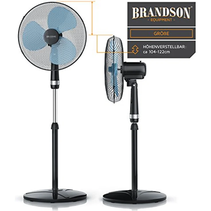 Brandson Standventilator 40cm - Ventilator höhenverstellbar bis 122 cm - mobiler Lüfter - hoher Lu – Bild 3