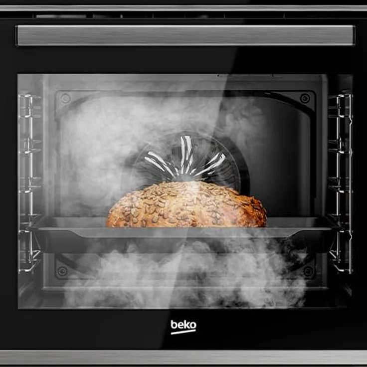 Beko BBIM17300B b300 Einbau-Backofen, 72 Liter Multifunktionsofen mit 12 Funktionen, SteamAdd-Dampffunktion, katalytische Rückwand, versenkbare Knebel, Schwarz – Bild 2