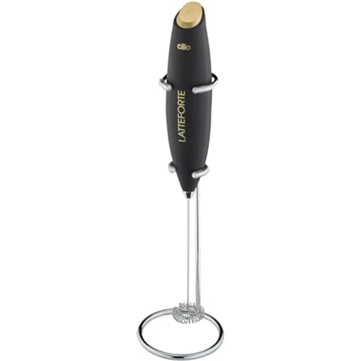 Cilio Milchaufschäumer LATTEFORTE schwarz matt, 16.000 U/min, inkl. Edelstahlständer und Batterien - 103168 – Bild 1