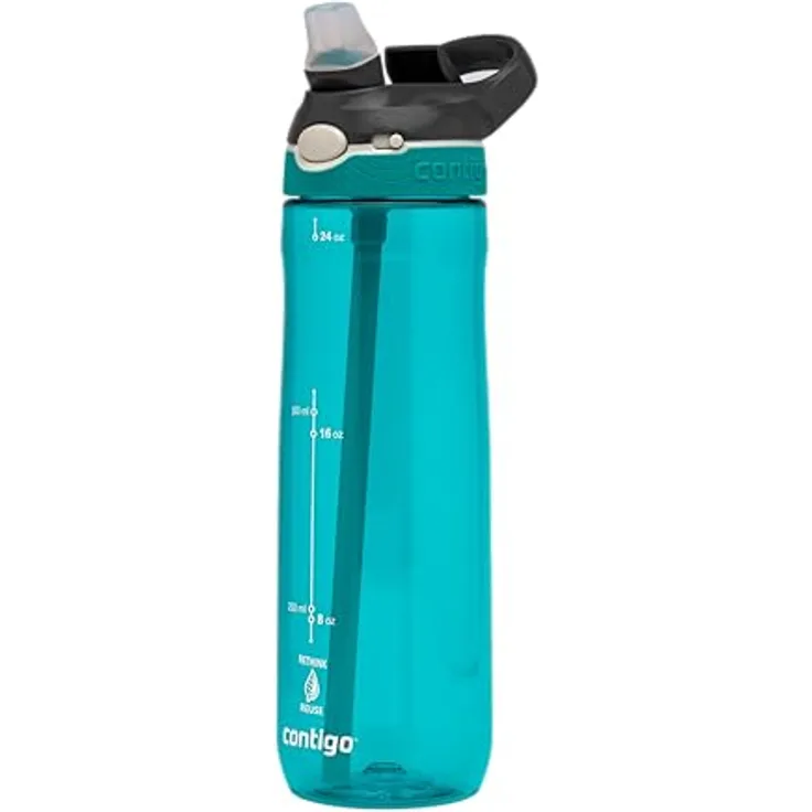 CONTIGO Trinkflasche ASHLAND TREN, auslaufsichere 720ml BPA-freie Wasserflasche mit Strohhalm, Scuba blau