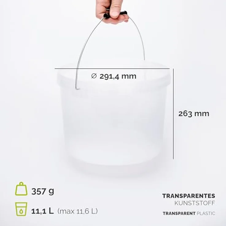 Garronda Eimer mit Deckel 10 L Transparent 20 Stück GD-0072, Lebensmittelecht und Luftdicht – Bild 2
