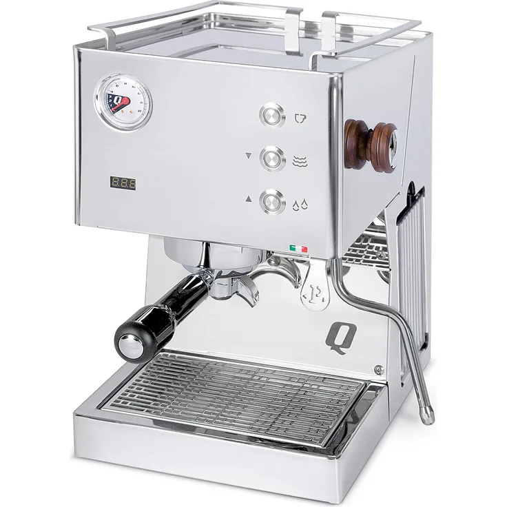 Quick Mill 02044 POP UP, Siebträger Espressomaschine mit 0,45 L Messingkessel, Edelstahl und Schwarz, PID Steuerung, Tassenwärmer, 1200 Watt
