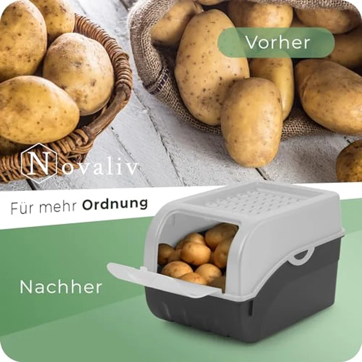 Novaliv Gemüseboxen Vorratsbehälter 5l Grau mit großer Öffnung und idealer Luftzirkulation – Bild 6