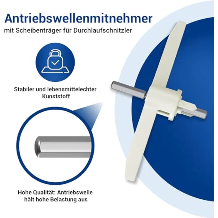 VIOKS Mitnehmer mit Ausräumflügel Ersatz für Bosch 00630760 630760 00621923 für Durchlaufschnitzler in Küchenmaschine MUM5 MUMS MUMV MUZ5 MUZ5DS MUZ5VL MUM58L20 & Bosch MUM 5 Zubehörteile, hochwertiges Premium-Qualität Zubehör in schwarz – Bild 3