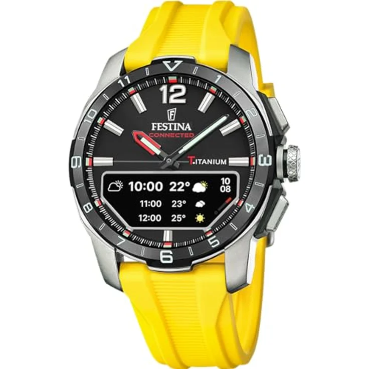 Festina Hybrid Smartwatch Herren F23000/A, Kautschukarmband Gelb, Schritte, Musiksteuerung, Benachrichtigungen, 10 Tage Akku – Bild 1