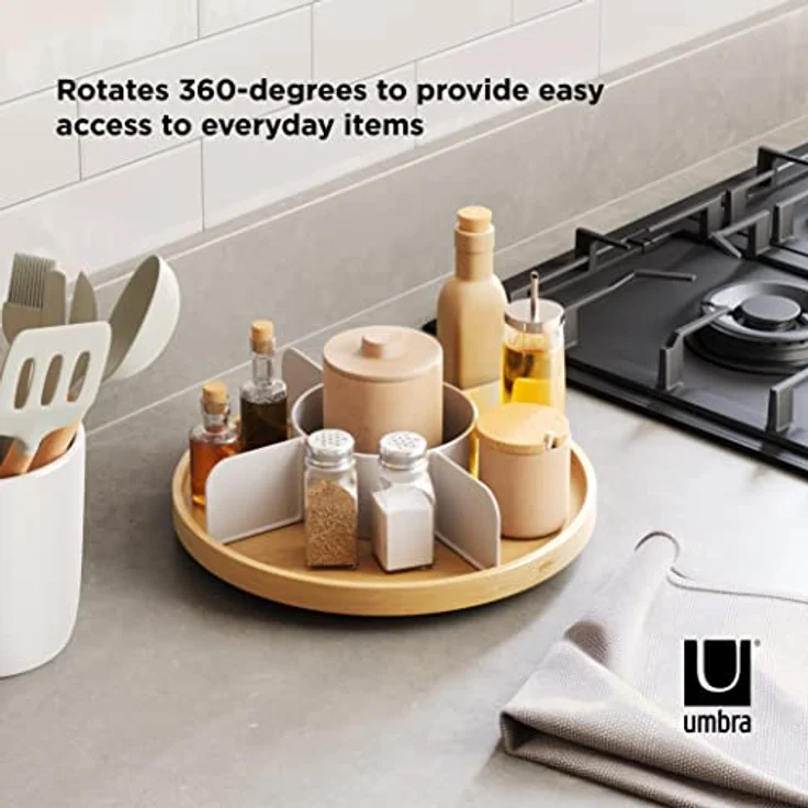 Umbra Bellwood Drehbarer Organizer, Lazy Susan Drehteller, Weiss/Natur – Bild 3
